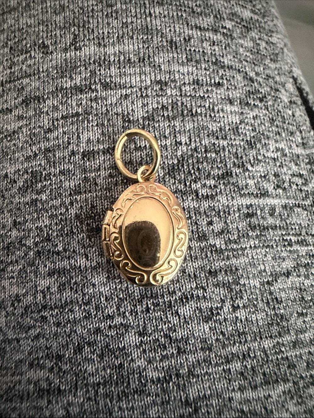 Gold Oval Locket Pendant Necklace Charm